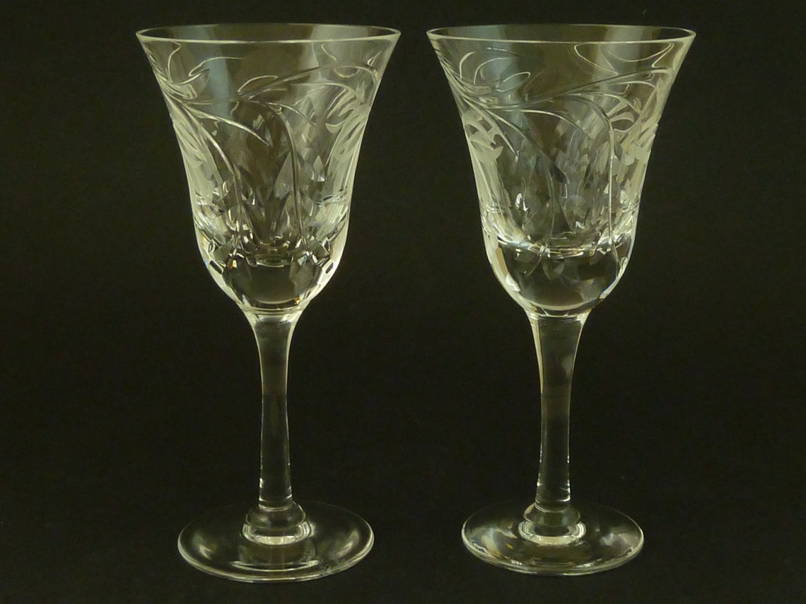 Pair Royal Brierley Crystal Fuchsia 6.5 Wine Glasses | Etsy