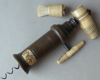 English Thomason Patent Kings Corkscrew London Wide Rack Bronze Bone Brush Antique