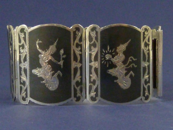 Siamese Niello Hallmarked Solid Sterling Silver E… - image 7