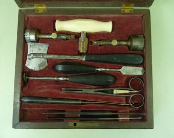 John Grice Trepanning Boxed Set Neurosurgery Trephine Antique