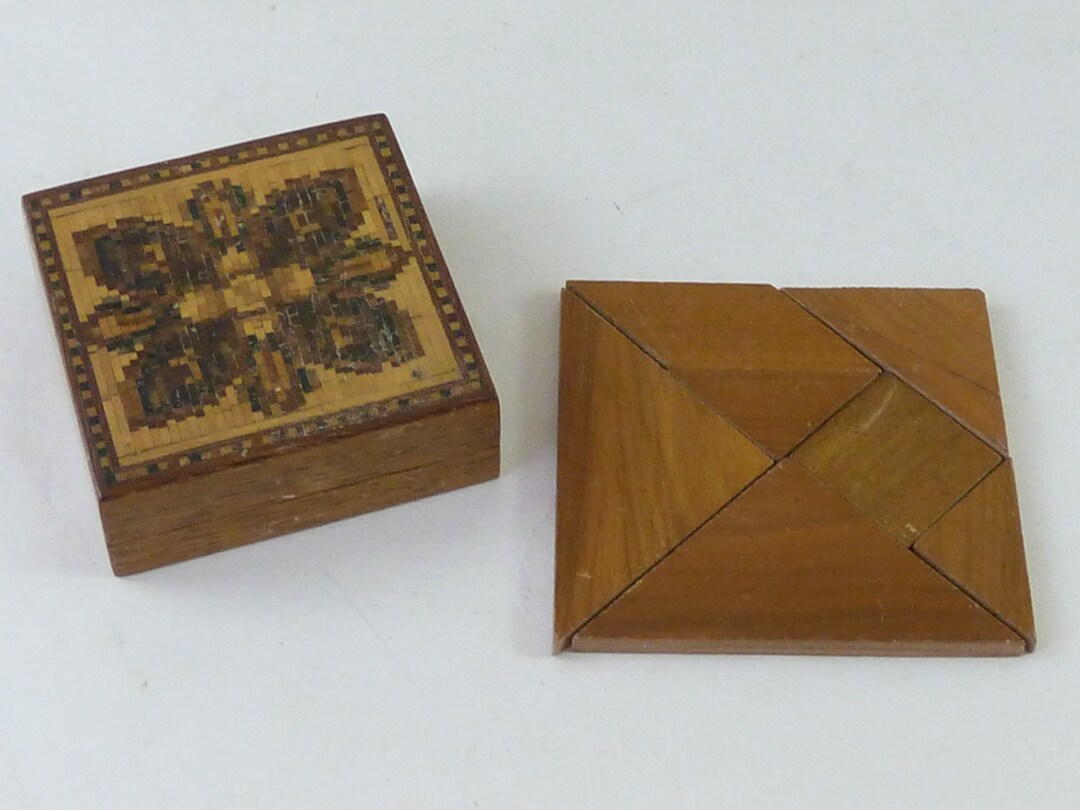 Tangram Tunbridge Ware Box Geometría Azulejo Rompecabezas