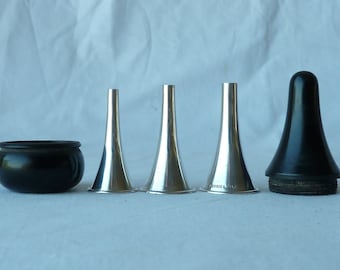 Set of 3 Aural Specula Silver Ferris & Co Ltd Ebony Case Victorian Speculum