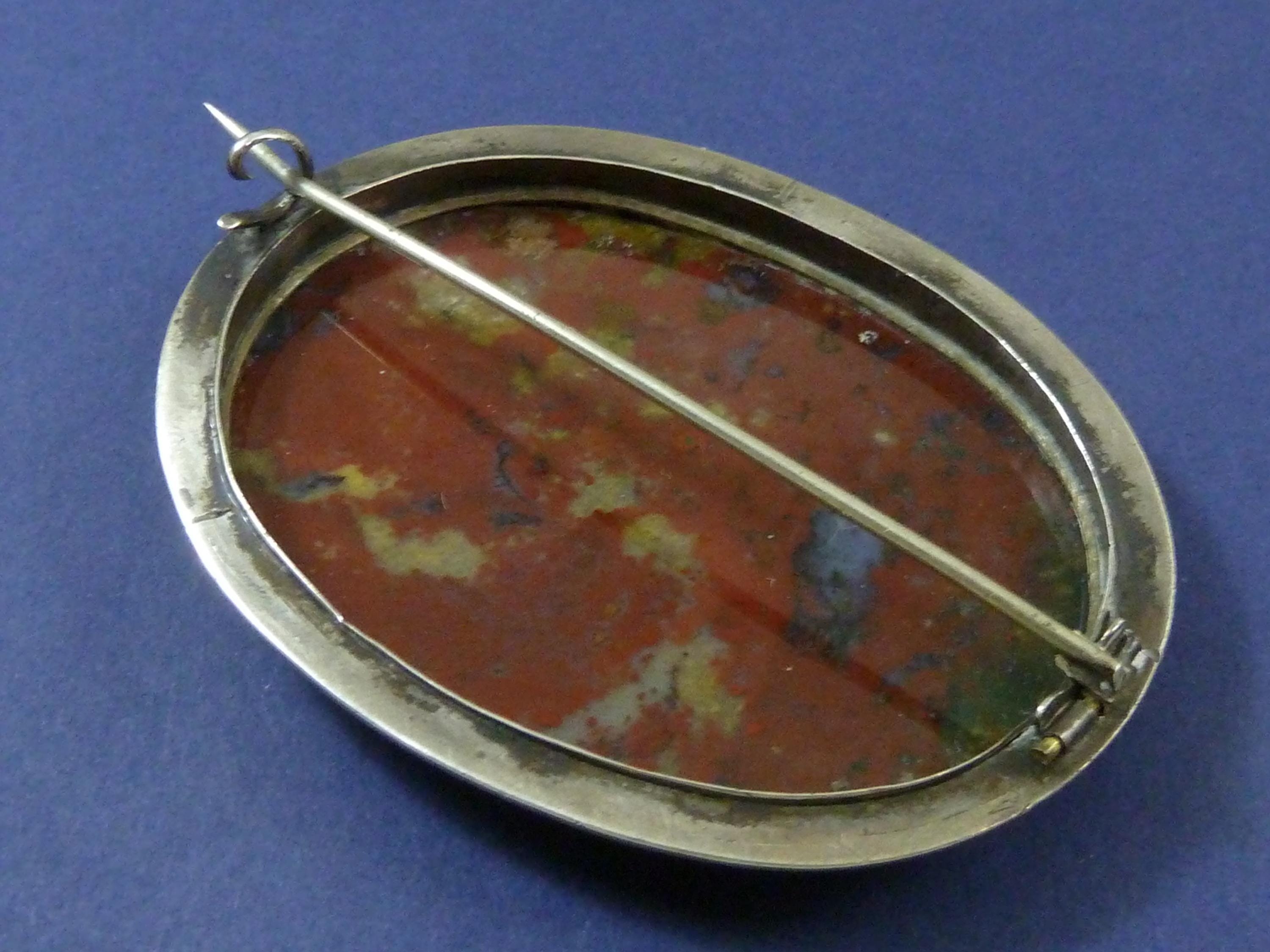 Pibble Pin Antique Large Victorian Silver Brooch Scottish Bloodstone Agate ...