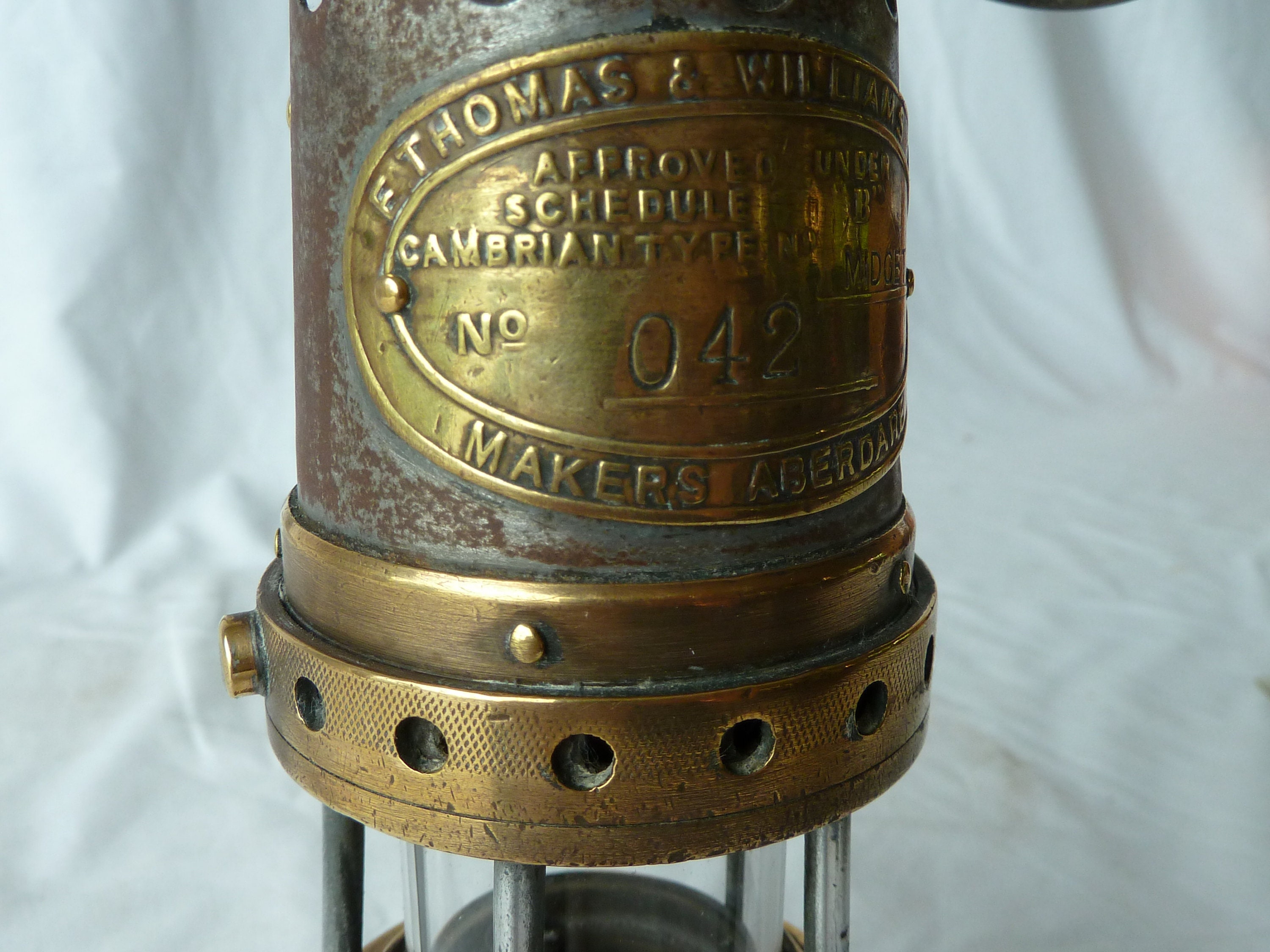 E Thomas and Williams Midget Miners Gas Testing Lamp Brass