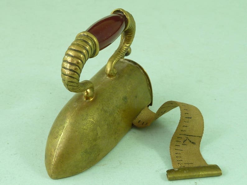 Victorian Miniature Brass Box Iron Tape Measure Sewing Tool Etsy