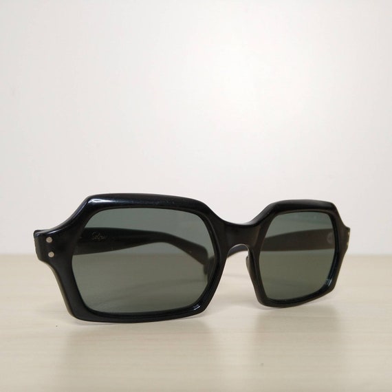 Vintage Solfina Black Hexagon Sunglasses Frame Ita