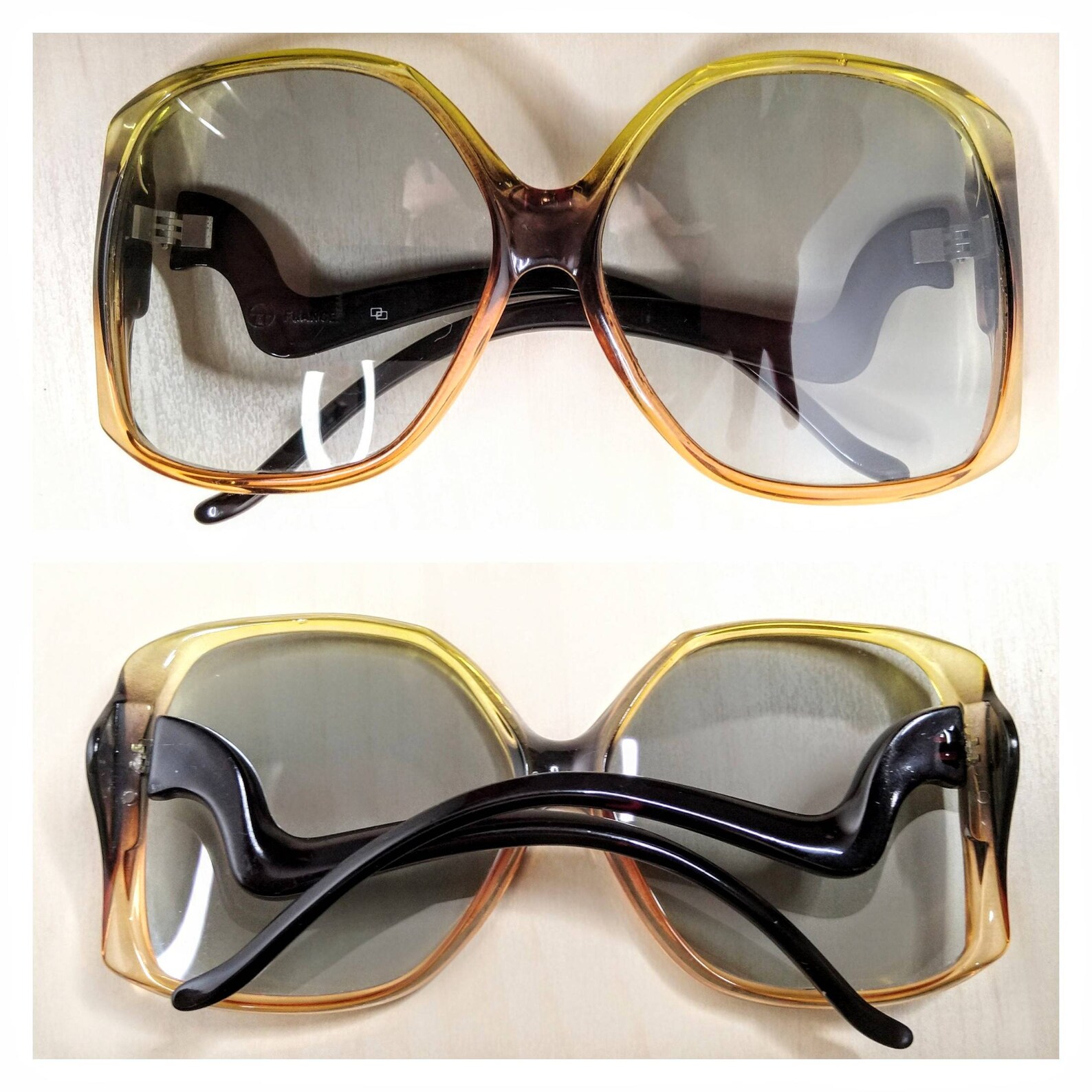 Download Vintage Oversized Tri-Color Butterfly Sunglasses Reverse ...