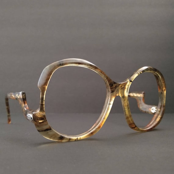 Vintage Josie F Tigers Eye Oversized Eyeglasses Fr