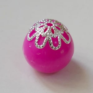 20x Flower Bead End Caps, 14mm Silver Tone Big Filigree End Spacers, Beading Supplies C334