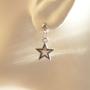 Star Charm Drop Earrings, Stainless Steel Ball Stud Earrings F145