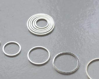 10x Silver Closed Soldered 18 Gauge Flattened Jump Rings 8mm/10mm/12mm/14mm/16mm/18mm/20mm, Silver Color Spacer Beads F202