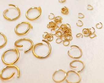 30x Gold Stainless Steel 3mm-8mm Open Jump Rings, Clasp Connector, Earring Connectors F110