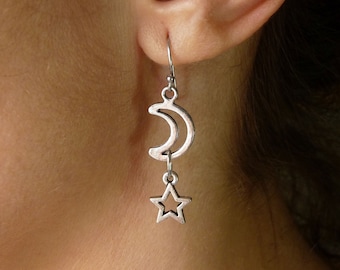 Moon Star Stainless Steel Hook Earrings G292