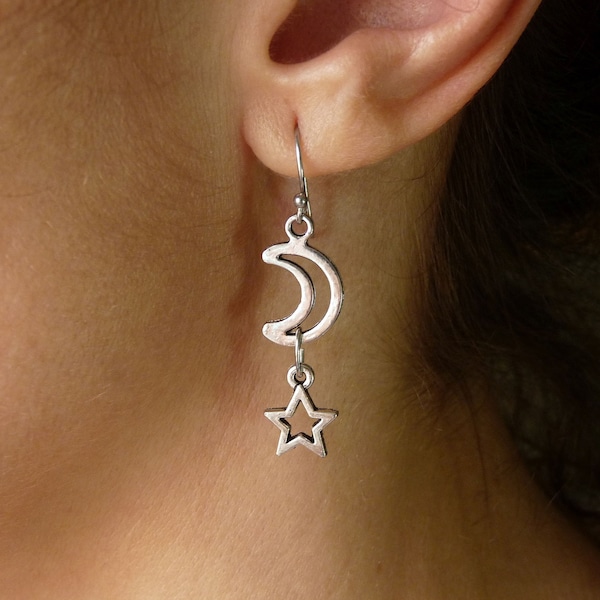 Moon Star Stainless Steel Hook Earrings G292