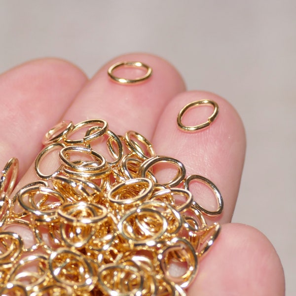 50x Champagne Gold 7mm x 5mm Oval Open 21 Gauge Jump Rings, Clasp Connector, KC Gold Jewelry Findings, Beading Supplies D387