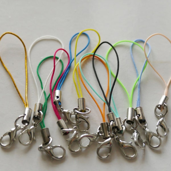 10x Black/Red/Pink/Green Lanyard Lariat Strap Cord Lobster Clasp Rope Key Chain Hook Mobile Set Charm Holder Key Ring Bag Accessories D126