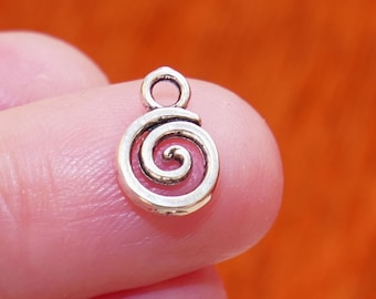 Custom Spiritual Swirl Necklace or Choker Gifts Small Silver Bronze or Copper Patina Charm Greek Pyramid Spiral Pendant on Leather Cord