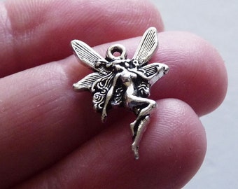 FAIRY ON A MOON CHARMS 20 ANTIQUE SILVER COLOUR CHARM PENDANT- CHOOSE 5 10