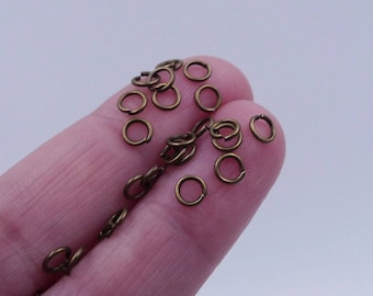 50/100x Bronce/Cobre 4mm Anillas Abiertas