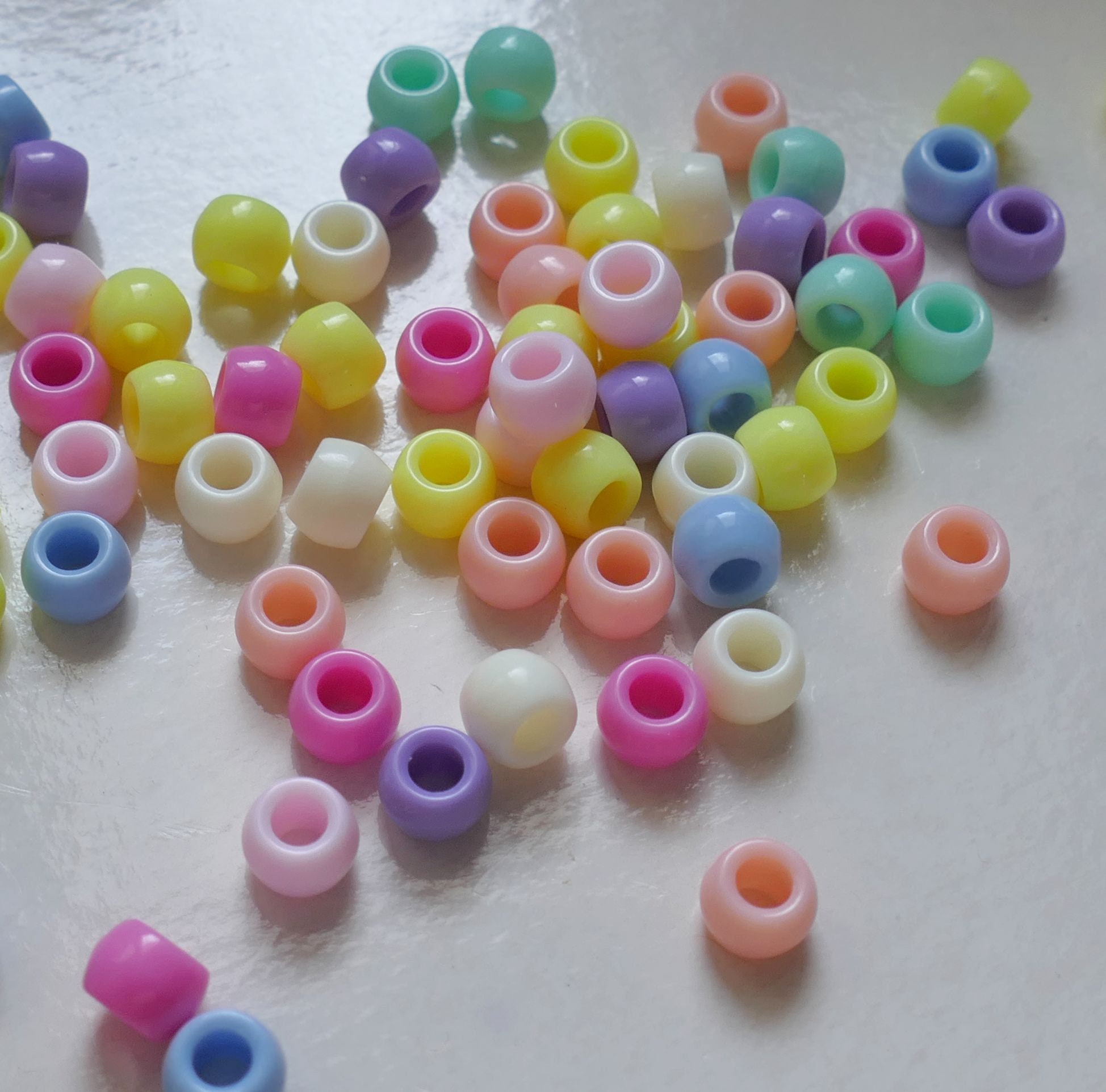 40x Rainbow Mix Pastel Color Pony 8mm Acrylic Beads Large | Etsy