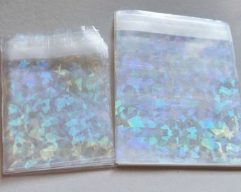 10x Clear Laser Fragment Plastic Self Adhesive Seal Bags, Cello Packaging Transparent Pouches, Jewelry Bags G351