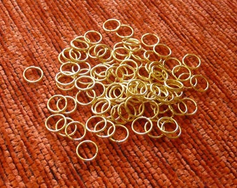 200x Gold 8mm Open Jump Rings, Gold Plated Color Clasp Connectors, Beading Supplies