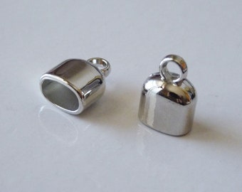 6 cappucci terminali per cavo, terminali per cavo tono argento 6x10 mm, terminali per cavo CCB, cappucci terminali per cavo in plastica, cappucci per estremità per cavo con colla da 6 mm, terminali in acrilico