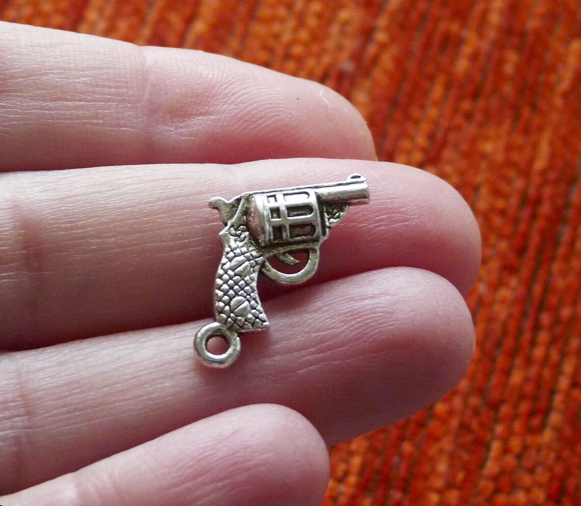 20x Pistol Charm Bulk Gun Charm 3D Mens Charm Antique Etsy
