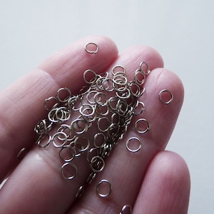 200x Open 5mm Jump Rings, Dull Silver Clasp Connectors, Jewelry Making Findings