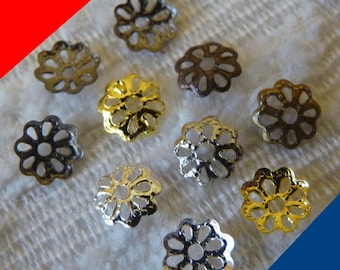 50/100x Flower Bead End Caps, 6mm End Spacers, Gold Silver Copper Bronze Mixed Color Metal Beading Supplies
