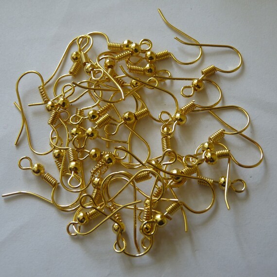 20/50x Gold Earring Wire Hooks Gold Plated Color French - Etsy Denmark