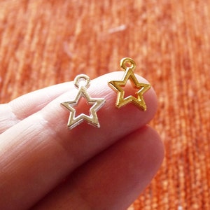 10x Star Charms, Gold/Silver/Bronze Five Pointed Small Star Pendant C503