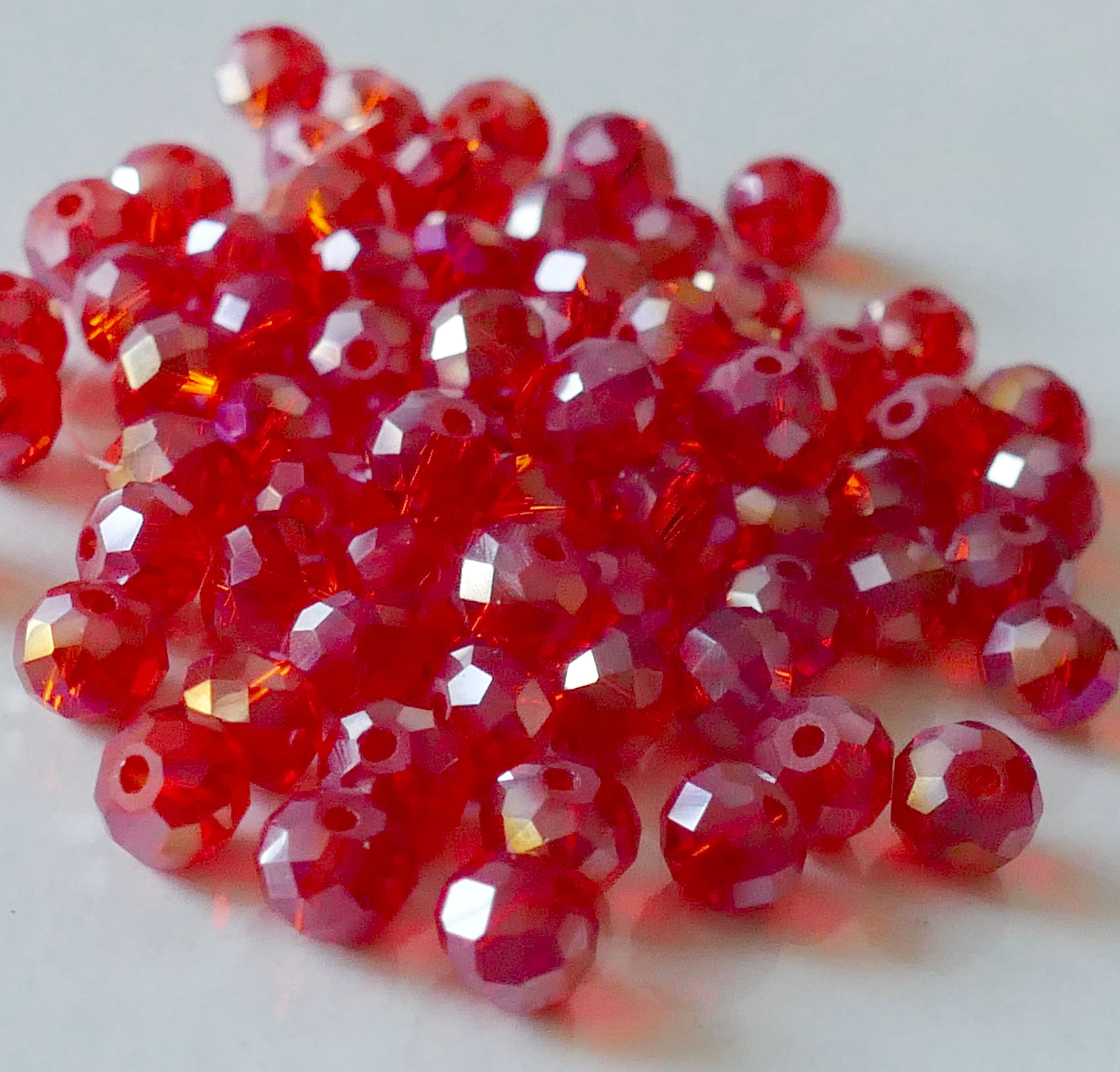 24x Red AB Glass Crystal Beads 6mm X 8mm Rondelle Translucent Etsy