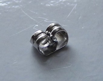 20/50x Stainless Steel Butterfly Earring Stud Backs, 6mm Silver tone Hypoallergenic Earring Post Nuts D053