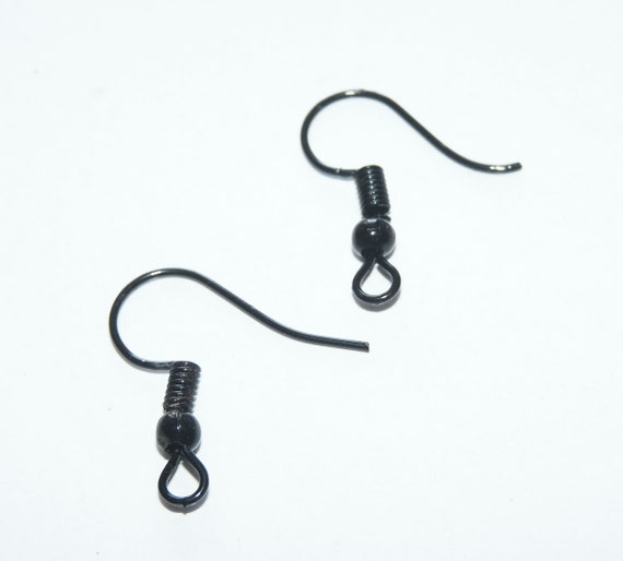 30x Hypoallergenic Black Earring Wires, Jet Black Earring Hooks, Steel  French Hook, Fish Hook, Free Shipping Earring Findings C568 