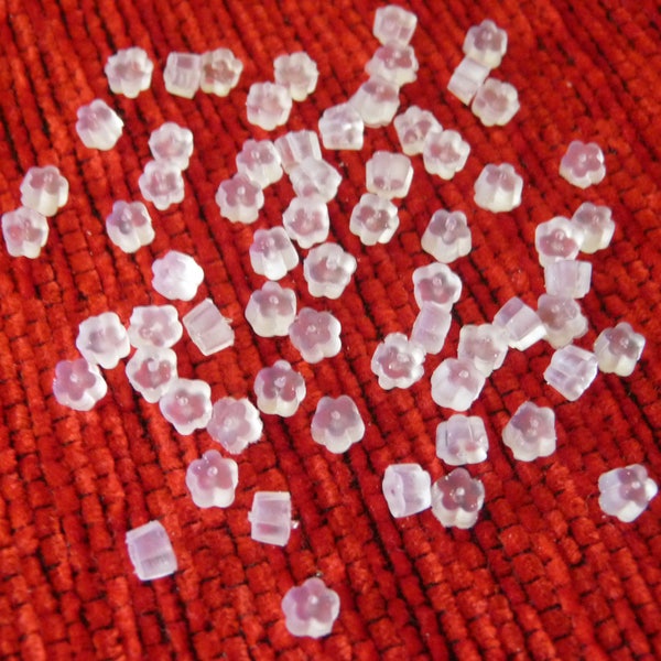 100x Earring Backs, Flower Earring Stoppers, Soft Rubber Earring Backs, Small Clear Plastic Earring Post Nuts Free Shipping