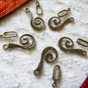 1/4x Bronze Swirl Toggle Clasp, Spiral Necklace/Bracelet Closure H070