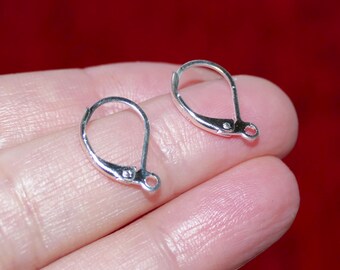 20pcs 925 Silver Plated Lever Back Earring Hooks with Open Loop C828