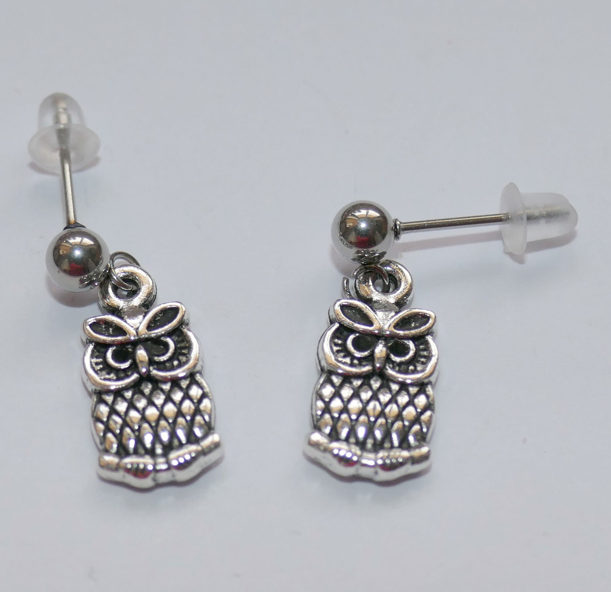 Owl Bird Hypoallergenic Stud Earrings, Wisdom Jewelry C811