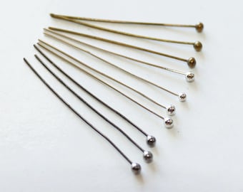 50x Ball Head Pins, 30mm/50mm Silver/Copper/Bronze/Gunmetal Black Beading Supplies C710