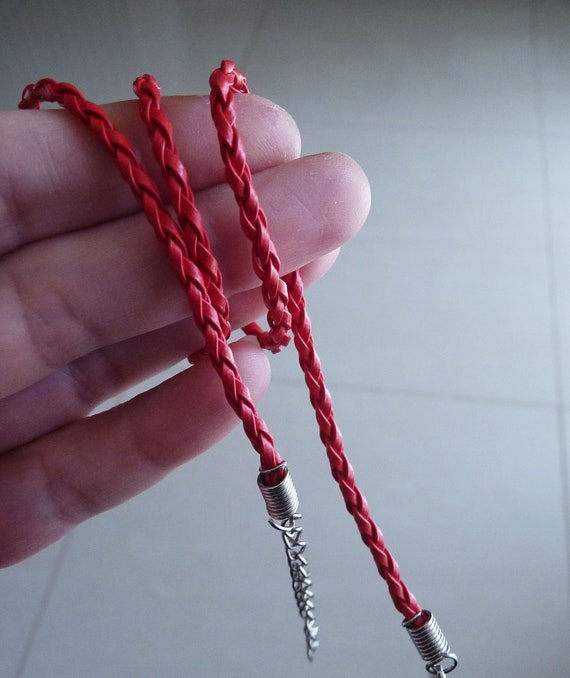 4x Red Braided Faux Leather Finished Necklace Cord, 17