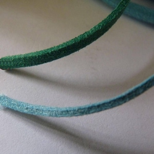 1 Y Blue/Green Sequined Faux Suede Flat Leather Cord 3mm Wide Rope