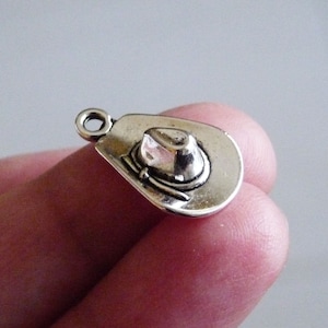 5/10x Cowboy Hat Charm, 3D  Hat Charms for Bracelets, Antique Silver Tone
