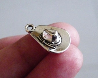 5/10x Hat Charm, 3D Cowboy Hat Charms for Bracelets, Antique Silver Tone