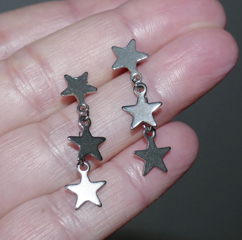 Star Hanging Hypoallergenic Stud Earrings, Free Shipping C539 image 6