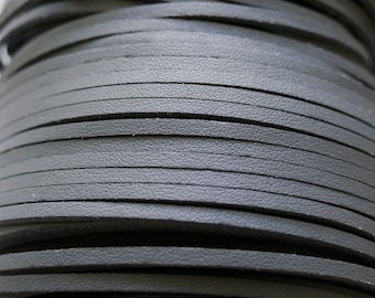 1/3 Yard Gray Faux Suede PU Leather 3mm Wide Flat Cord, Lace String Rope Bracelet Necklace Cord, Thread for Jewelry C824
