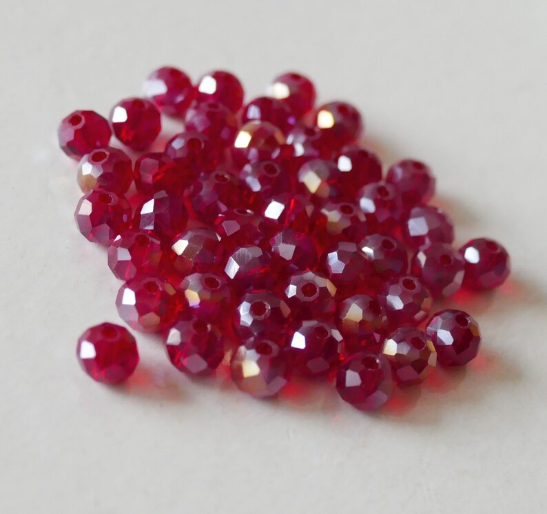 24x Red AB Glass Crystal Beads 6mm X 4mm Rondelle Spacer Etsy