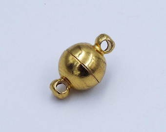 Fermoirs magnétiques boules en acier inoxydable doré 8 mm D038