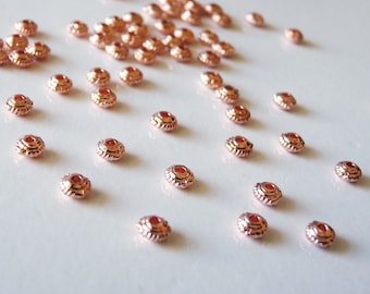 20x Rose Gold UFO Spacer Beads, Rose Gold Tone Beading Supplies C436