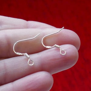 20x French Earring Hooks with Coil, 925 Silver Plated Fish Ear Wires G077